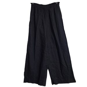Aerie Black Wide Leg Pull-on Pants Linen Viscose Pockets Casual Lightweight Sz M